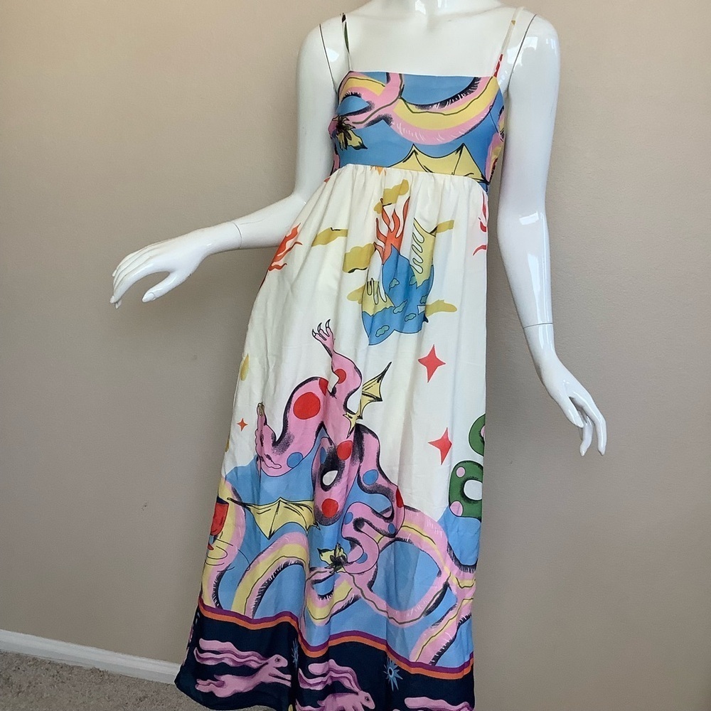 Akilina Printed Sleeveless Colorful Abstract Print Dress - Picture 4 of 13